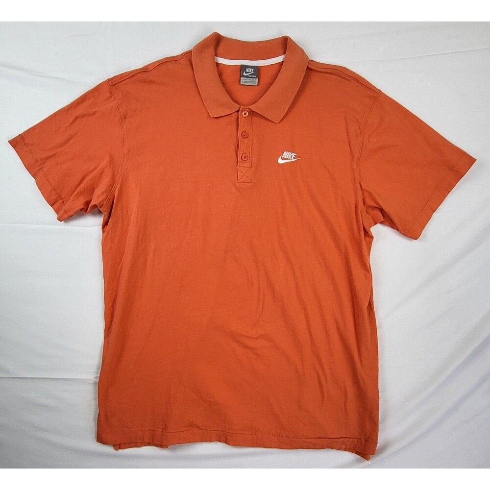 Vintage Y2K Nike Sportswear Polo Shirt Orange Mens Size XL Single Stitch